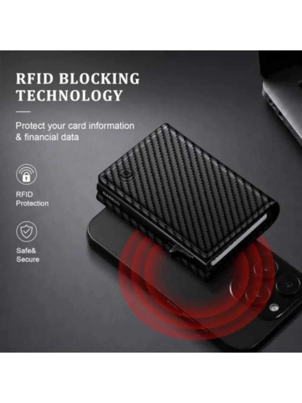Sleek Minimalist RFID Blocking Wallet for Men, Pop Up Design with 2 ID Windows